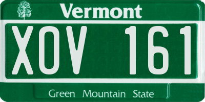 VT license plate XOV161