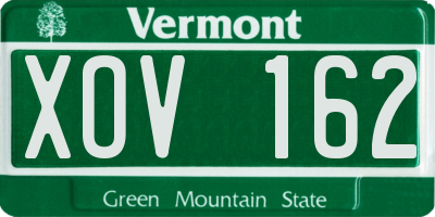 VT license plate XOV162