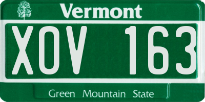 VT license plate XOV163