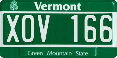 VT license plate XOV166