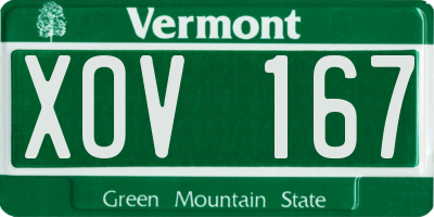VT license plate XOV167