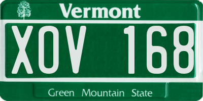 VT license plate XOV168