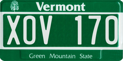 VT license plate XOV170
