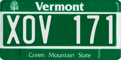VT license plate XOV171