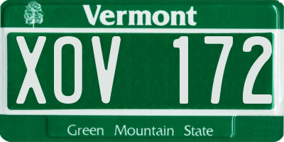 VT license plate XOV172