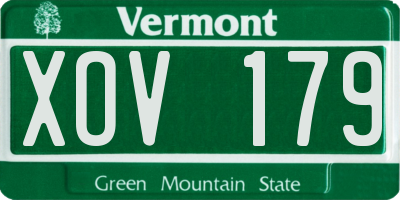 VT license plate XOV179