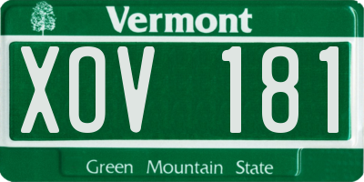VT license plate XOV181