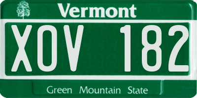 VT license plate XOV182
