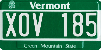 VT license plate XOV185