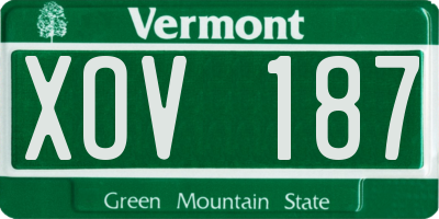 VT license plate XOV187