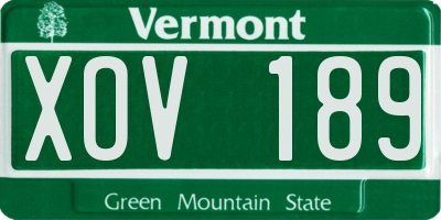 VT license plate XOV189