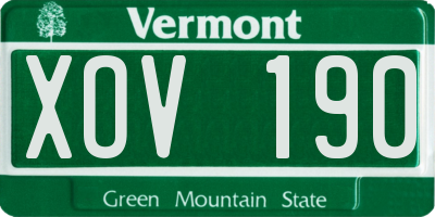 VT license plate XOV190