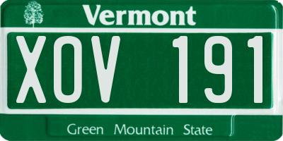 VT license plate XOV191