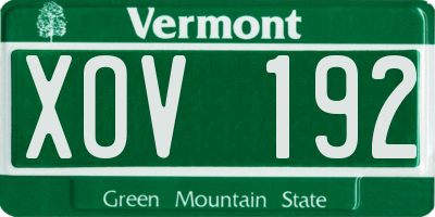 VT license plate XOV192