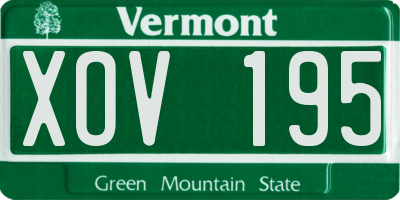 VT license plate XOV195