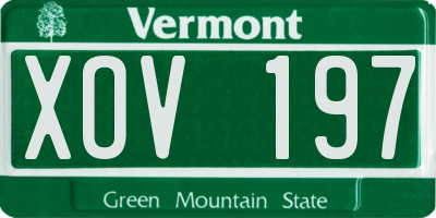 VT license plate XOV197