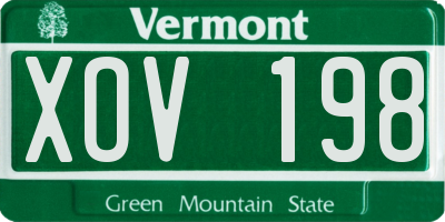 VT license plate XOV198