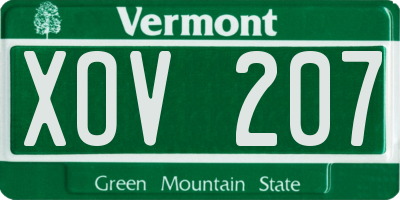 VT license plate XOV207