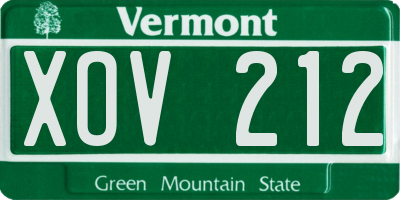 VT license plate XOV212