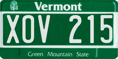 VT license plate XOV215