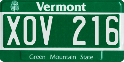VT license plate XOV216