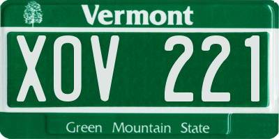 VT license plate XOV221