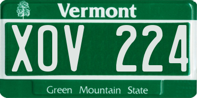 VT license plate XOV224