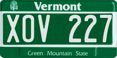 VT license plate XOV227