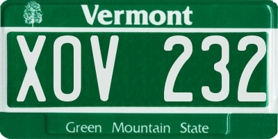 VT license plate XOV232