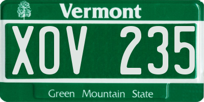 VT license plate XOV235