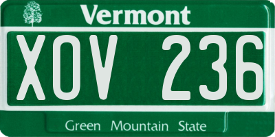 VT license plate XOV236