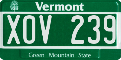 VT license plate XOV239