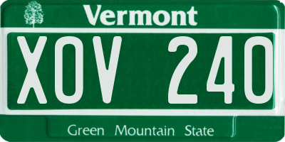 VT license plate XOV240