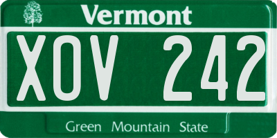 VT license plate XOV242
