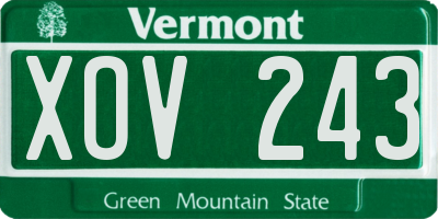 VT license plate XOV243