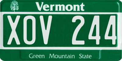 VT license plate XOV244