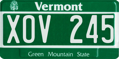 VT license plate XOV245