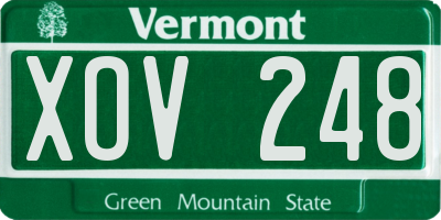 VT license plate XOV248