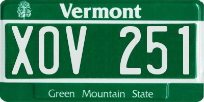VT license plate XOV251
