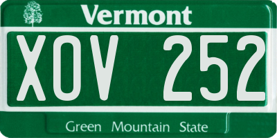 VT license plate XOV252