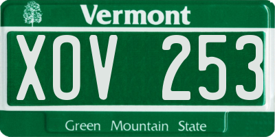 VT license plate XOV253