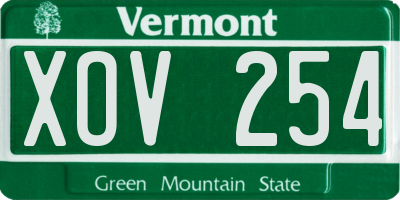 VT license plate XOV254