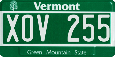 VT license plate XOV255