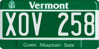 VT license plate XOV258