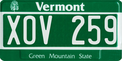 VT license plate XOV259