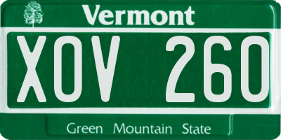 VT license plate XOV260