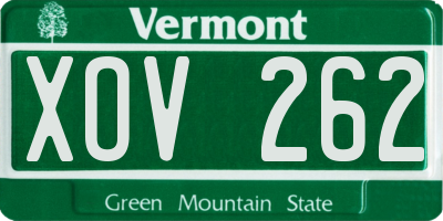 VT license plate XOV262