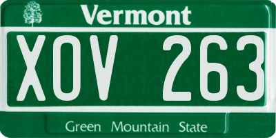 VT license plate XOV263