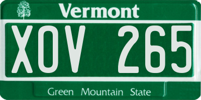 VT license plate XOV265