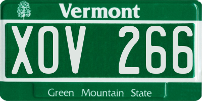 VT license plate XOV266